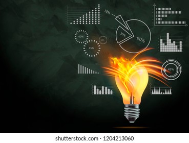  Light bulb Shine the power Lighting  - Drawing Sketches Plan graph and data -  modern Idea and Concept Vector illustration Business.