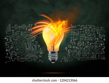  Light bulb Shine the power Lighting  - Drawing Sketches Plan graph and data -  modern Idea and Concept Vector illustration Business.