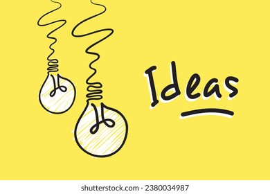 Light bulb with shining light. Cartoon style. Flat style. Hand drawn style. Doodle style. Symbol of creativity, innovation, inspiration, invention and ideas. Vector illustration