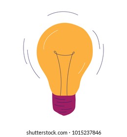 Light bulb shining. Idea or inspiration design concept. Vector illustration in flat style isolated on white background.