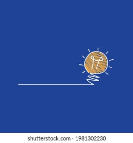 The light bulb with shining rays Seamless pen stroke style Hand drawn style Symbol of creativity, innovation, inspiration, invention and thought Vector illustration