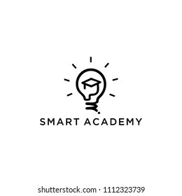 Light bulb shining symbolizes intelligence Academy merged with the graduate's Cap