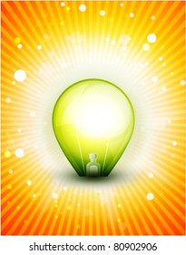 Light bulb shiny background. Vector conceptual design