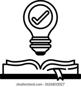 A light bulb is shown above an open book