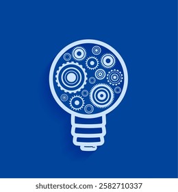 light bulb sign with gears effective learning idea concept vector 