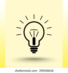 Light bulb sign icon, vector illustration. Flat design style 