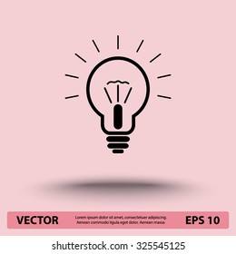 Light bulb sign icon, vector illustration. Flat design style 