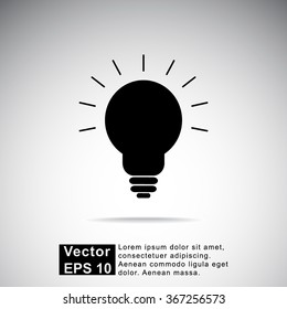 Light bulb sign icon, vector illustration. Flat design style 