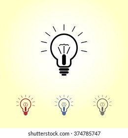 Light bulb sign icon, vector illustration. Flat design style 