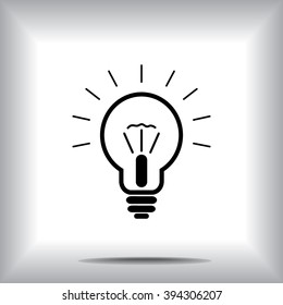 Light bulb sign icon, vector illustration. Flat design style 