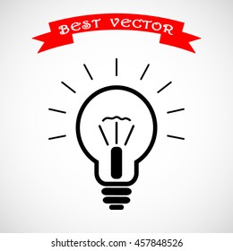 Light bulb sign icon, vector illustration. Flat design style 