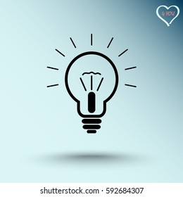 Light bulb sign icon, vector illustration. Flat design style 