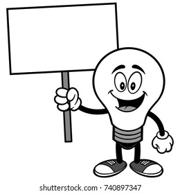 Light Bulb with Sign Illustration