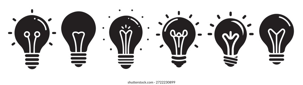 light bulb silhouette bundle isolated on white background