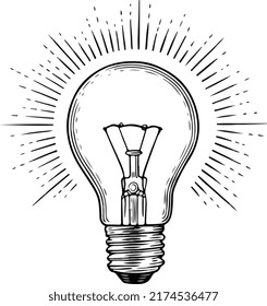 Light bulb silhouette. Light bulb icon. The light bulb glows.