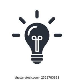 Light bulb Silhouette icon. Idea, energy, electric lamp, solution, quick tips bulb, strategy concept sign. 