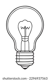 light bulb silhouette vector, Isolated on white background. Black in color.