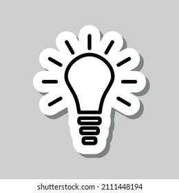 Light bulb simple icon. Flat desing. Sticker with shadow on gray background.ai
