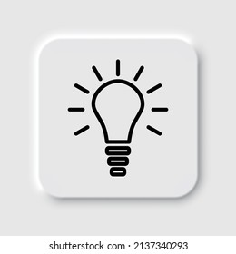 Light bulb simple icon. Flat desing. Neumorphism design.ai