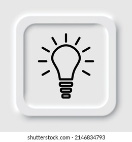 Light bulb simple icon. Flat design. Neumorphism design.ai
