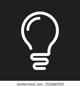 Light bulb simple line icon on black background