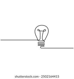 Light bulb single line art, continuous one line drawing of  Isolated outline vector art
