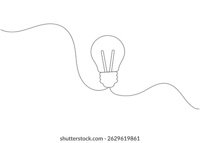 Light bulb single line art icon with modern minimalist design vector illustration