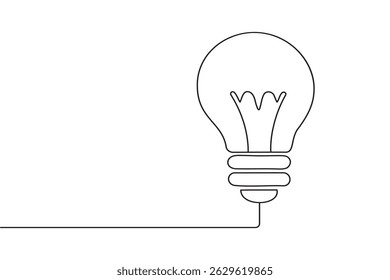 Light bulb single line art icon with modern minimalist design vector illustration