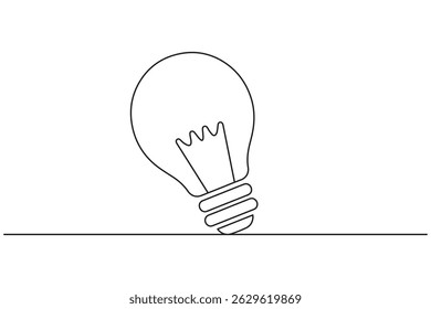 Light bulb single line art icon with modern minimalist design vector illustration