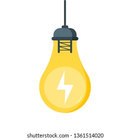 Light bulb sketch with concept of idea. Doodle hand drawn sign. Vector Illustration