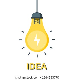 Light bulb sketch with concept of idea. Doodle hand drawn sign. Vector Illustration