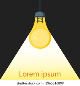 Light bulb sketch with concept of idea. Doodle hand drawn sign. Vector Illustration