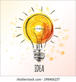 Light bulb sketch with concept of idea. Doodle hand drawn sign. Vector Illustration - Shutterstock ID 298406237