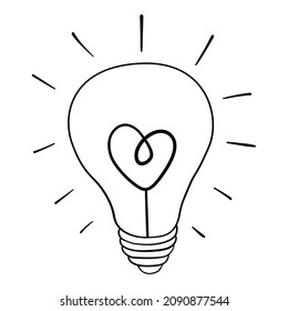 Un icono de sketch de bombillas para Internet y dispositivos móviles. Un icono de vector dibujado a mano sobre un fondo blanco.