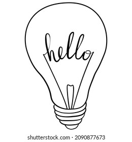 A light bulb sketch icon for the internet and mobile devices. A hand-drawn vector icon on a white background.