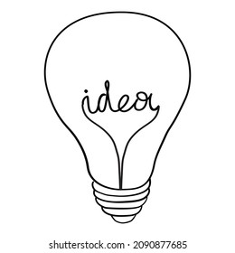 Un icono de sketch de bombillas para Internet y dispositivos móviles. Un icono de vector dibujado a mano sobre un fondo blanco.