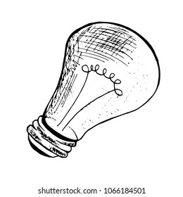 Light bulb sketch. Ink sketch bulb icon stock vector illustration design element for web, for print