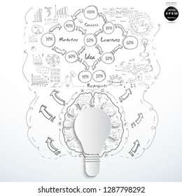 Light bulb with  Sketch  plan Business  icon various  - Creativity modern Idea and Concept illustration -Vector 