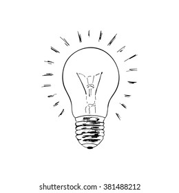 Light bulb sketch. The symbol of the idea. Hand drawn vector illustration.
