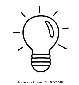 Light bulb sketch vector in hand drawn style. Doodle vector illustration. Fashion concept. Web design.