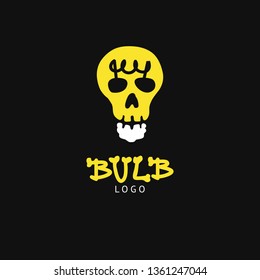 Light bulb with skull design logo template.
