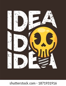 Light Bulb skull idea vector illustration flat design