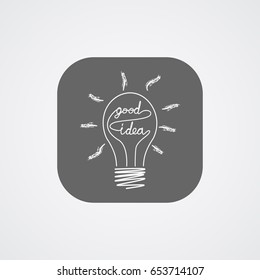Light bulb with the slogan a good idea icon. Vector illustrations.