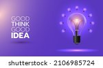Light bulb with a small bulb halo on a purple background for creative work.