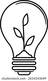 light bulb with small plant inside icon or eco idea concept