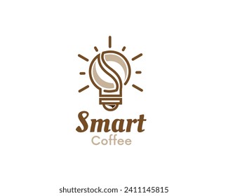 light bulb smart coffee bean logo icon symbol design template illustration inspiration
