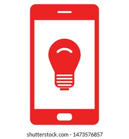 Light bulb and smartphone on white