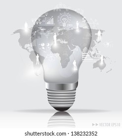 Light bulb with social networking concept. Vector illustration.