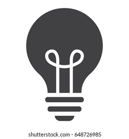 Light Bulb solid icon, lamp and idea, light vector graphics, a filled pattern on a white background, eps 10.