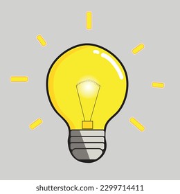 Light bulb with sparkle on grey background